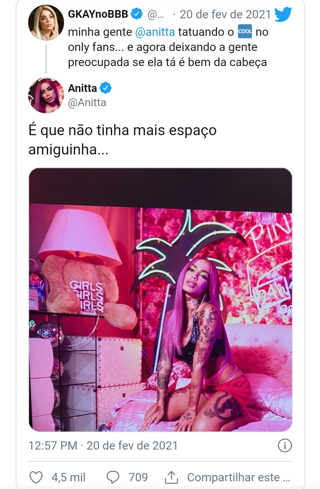 Tatuagem que anitta fez no cu