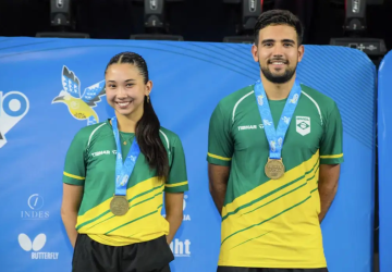 Giulia Takahashi e Guilheme Teodoro são ouro no Pan de Tênis de Mesa