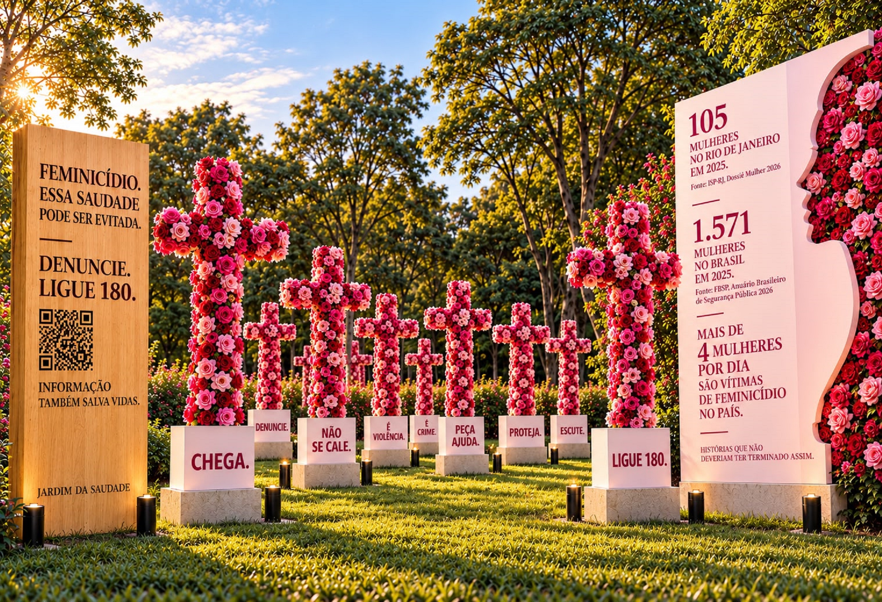 Finados ganha campanha contra o feminic&iacute;dio no Jardim da Saudade