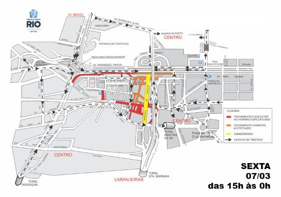 Esquema de trânsito para o desfile da Corte Mirim do Carnaval, nesta sexta-feira, no Sambódromo